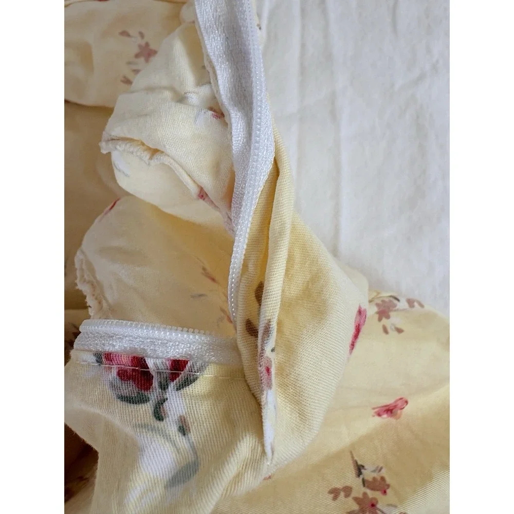 Boppy Pillow Replacement Cover Yellow Cotton With Pink Flowers Zipper‎ Closure